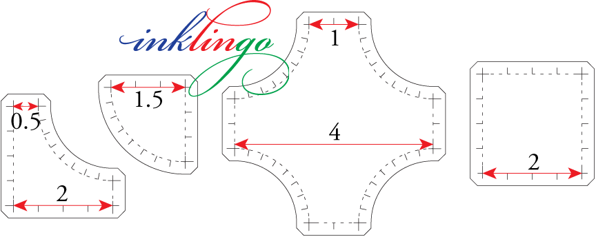 Dimesions of Drunkard`s Path 2 inch