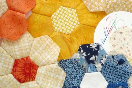 Hexagon flowers in assorted colors