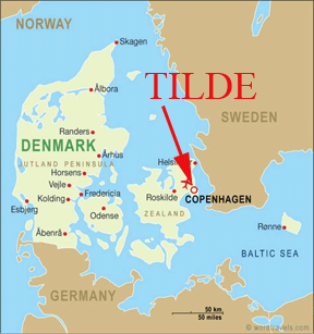 Tilde lives in Copenhagen, Denmark as shown on this map