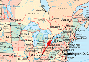 Map showing Burlington Ontario