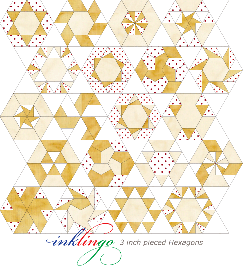 Inklingo setting for pieced hexagons