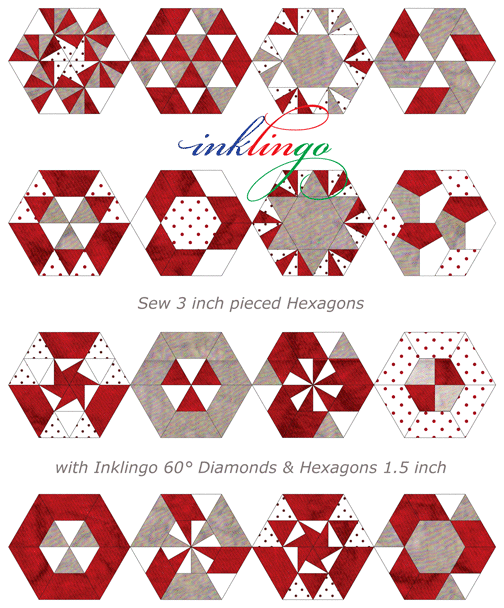 Even more Inklingo pieced Hexagons