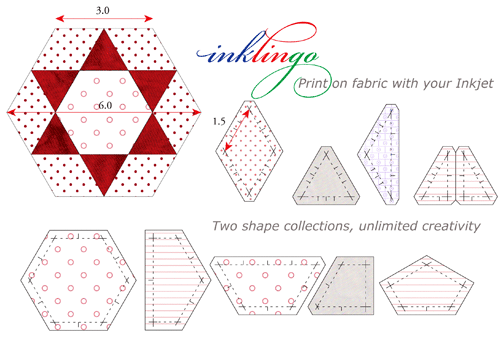 Inklingo Diamonds and Hexagons to print on fabric