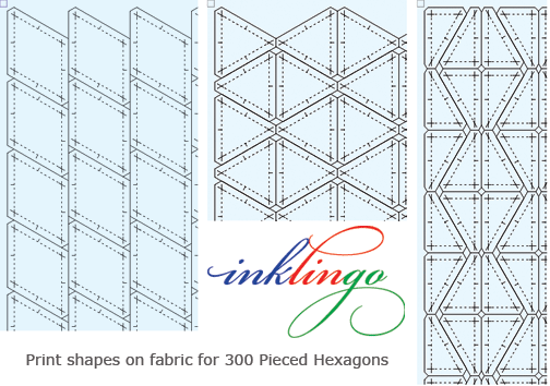 Print shapes for 2 Inklingo Pieced Hexagons