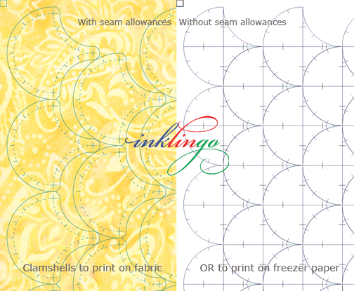 Inklingo shapes with and without seam allowances