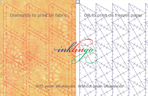 Inklingo shapes with and without seam allowances