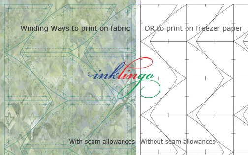 Inklingo shapes with and without seam allowances