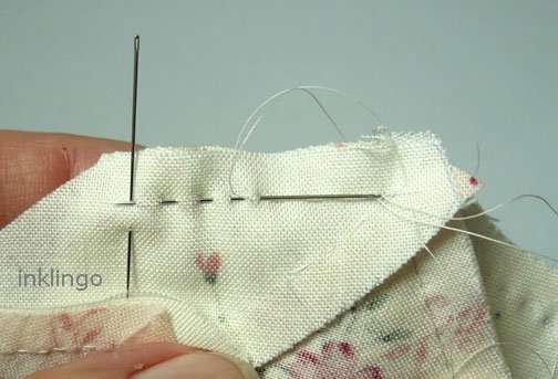 Sew hexagons with a running stitch.