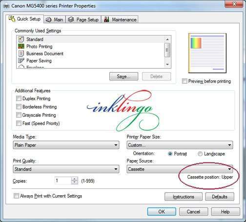 Print dialog box