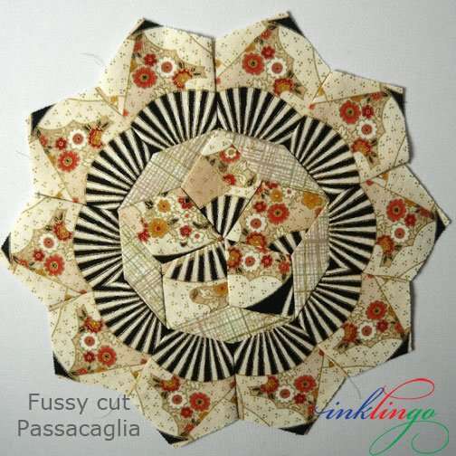 Passacaglia rosette fussy cut with Inklingo