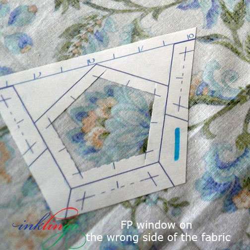 Window template on the wrong side of the fabric