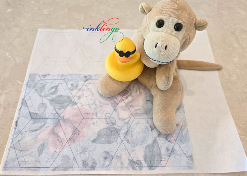 Hexagons printed on fabric with Inklingo