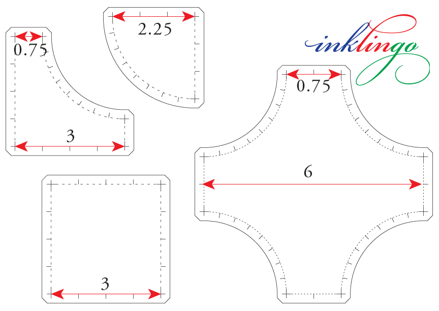 Dimesions of Drunkard`s Path 3 inch