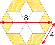 4 inch pieced hexagon