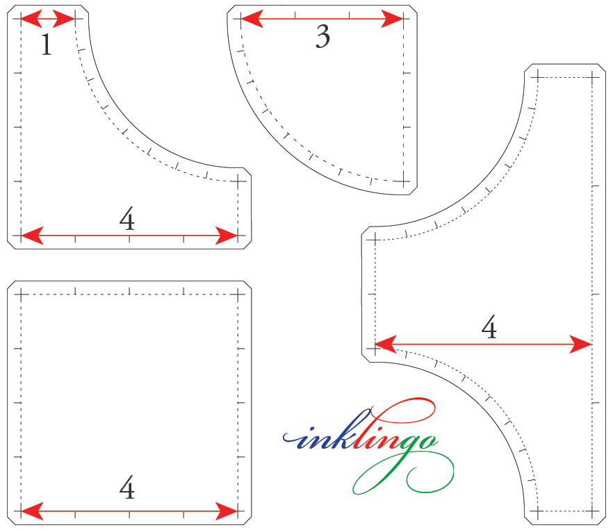 Dimesions of Drunkard`s Path 4 inch