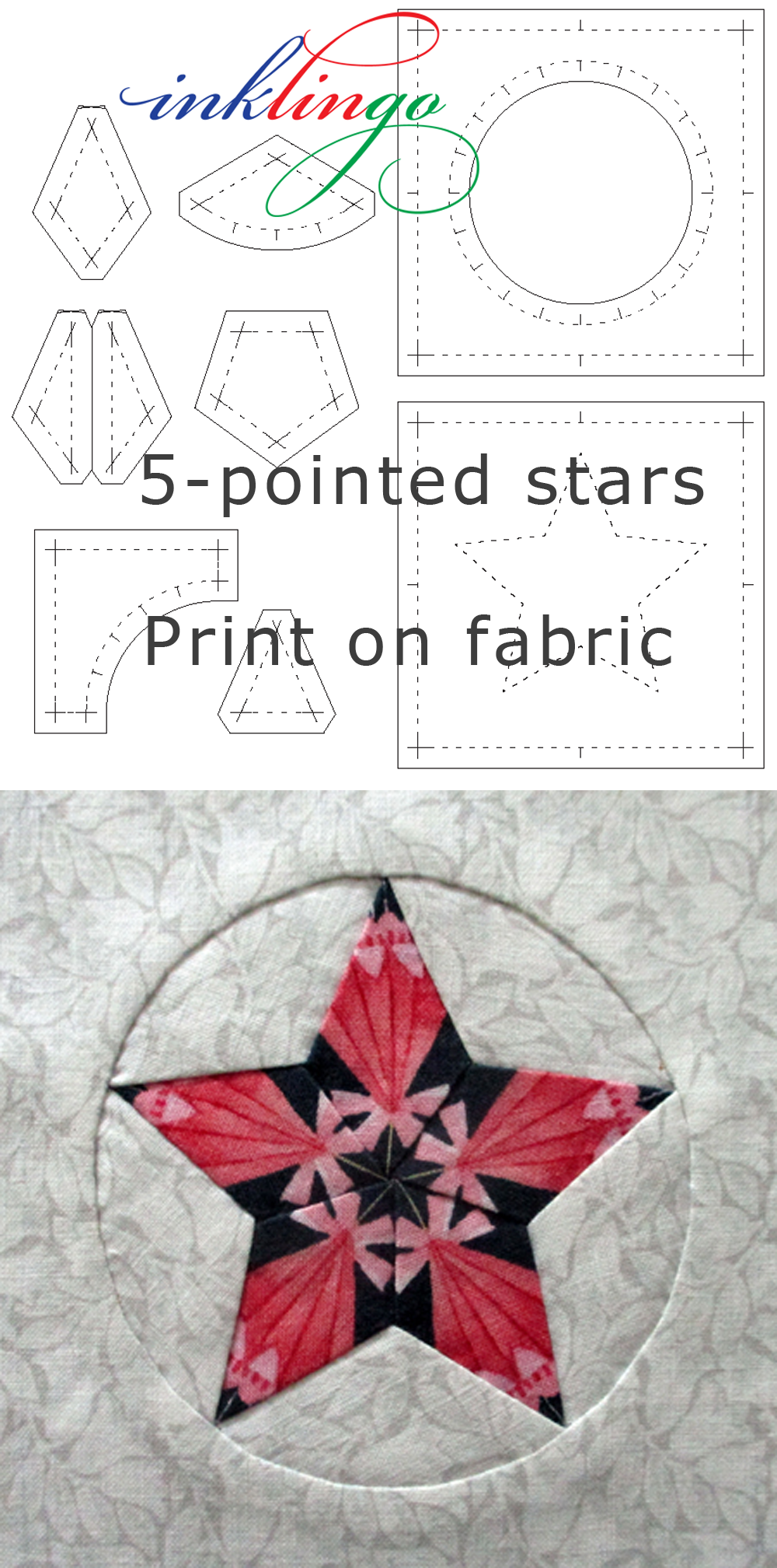 5-Pointed Star 4 inch PDF - Quilt with Inklingo