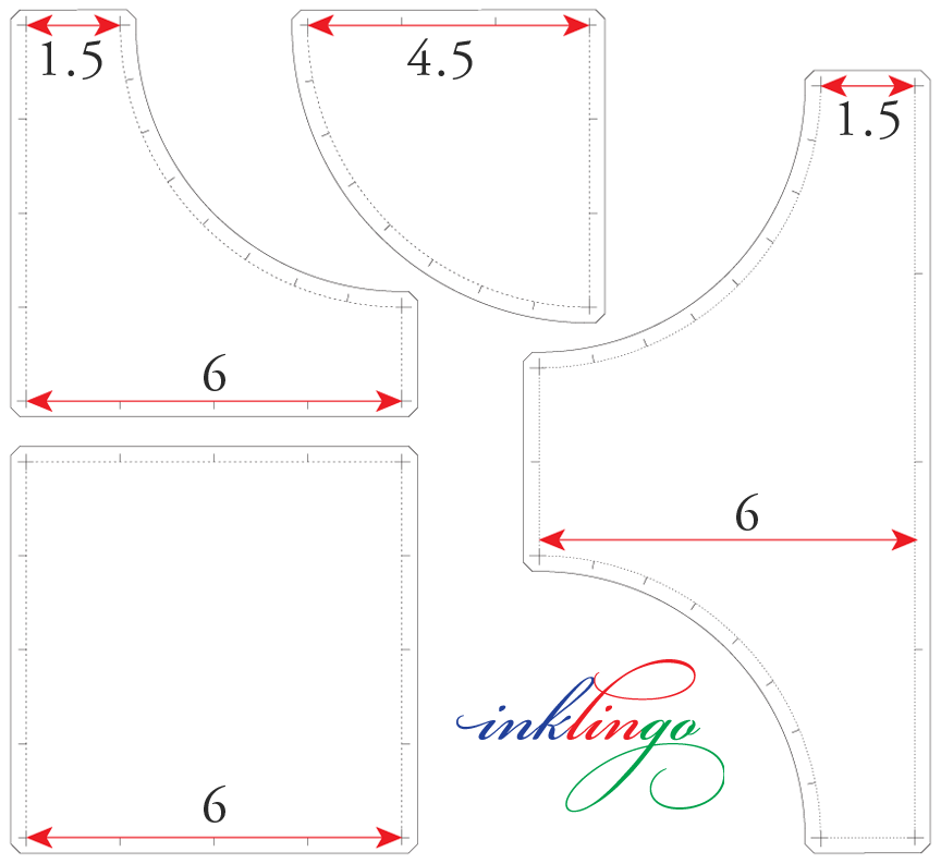 Dimesions of Drunkard`s Path 6 inch