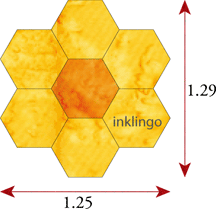 dimensions of hexagon flower with 0.25 inch hexagons