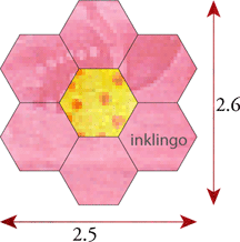 dimensions of hexagon flower with 0.5 inch hexagons