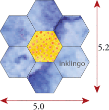 dimensions of hexagon flower with 1-inch hexagons