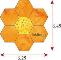 dimensions of hexagon flower with 1.25 inch hexagons