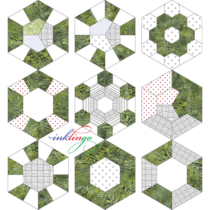 Sew & Quilt - Modèles d'assemblage de papier anglais 3/4 Hexagone x 100