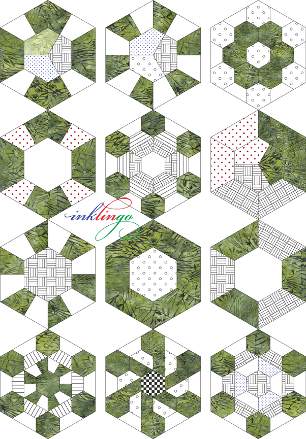 Pieced Hexagons with Inklingo