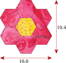 dimensions of hexagon flower with 2-inch hexagons