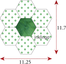 dimensions of hexagon flower with 2.25 inch hexagons