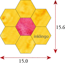 dimensions of hexagon flower with 3-inch hexagons