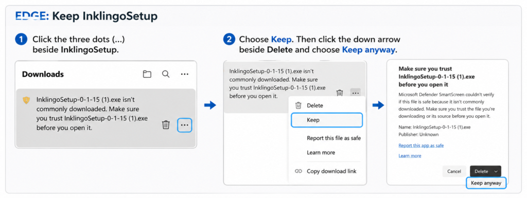 How to download on Edge after security warning