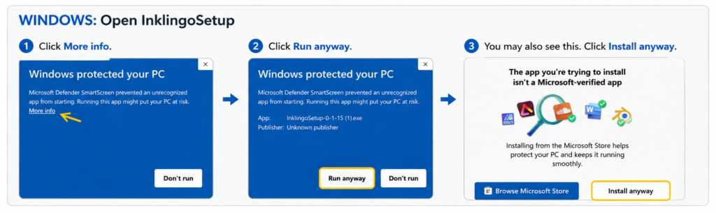 How to download on Windows after security warning