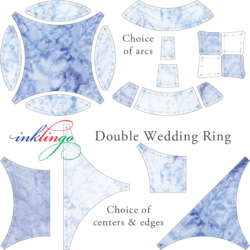 Pickle Dish 8 Points Double Wedding Ring Quilt Templates Quilting Block  Pattern PDF 