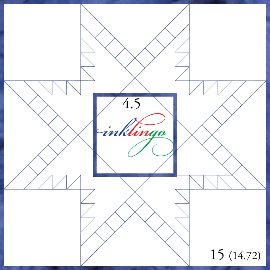 dimensions of Feathered Star block with 4.5 inch block