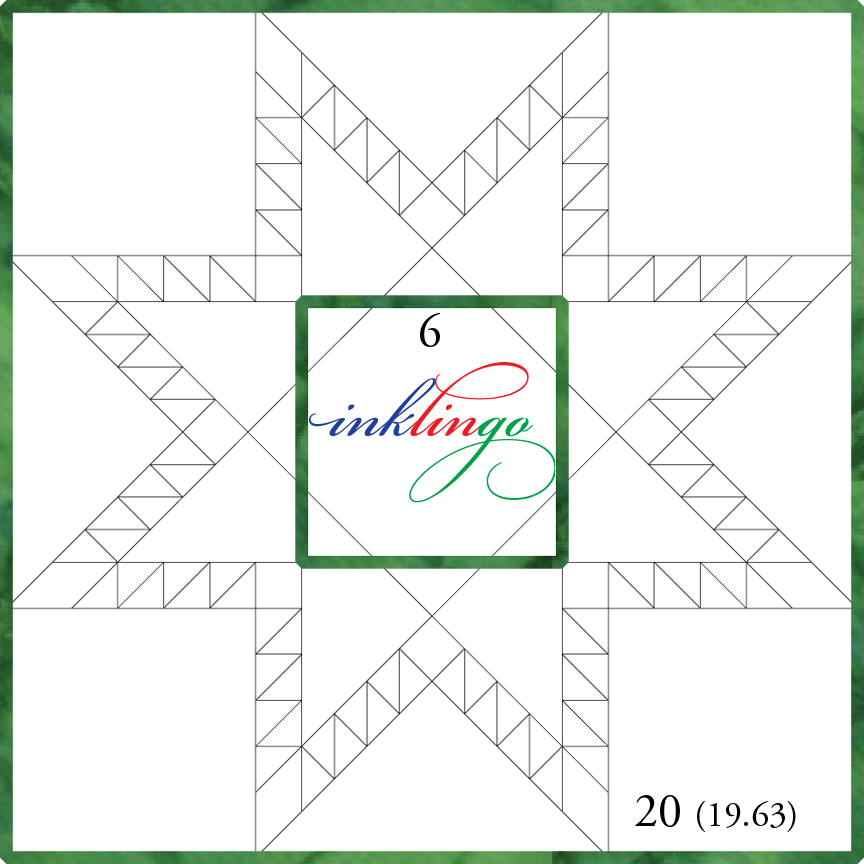 dimensions of Feathered Star block with 6 inch block