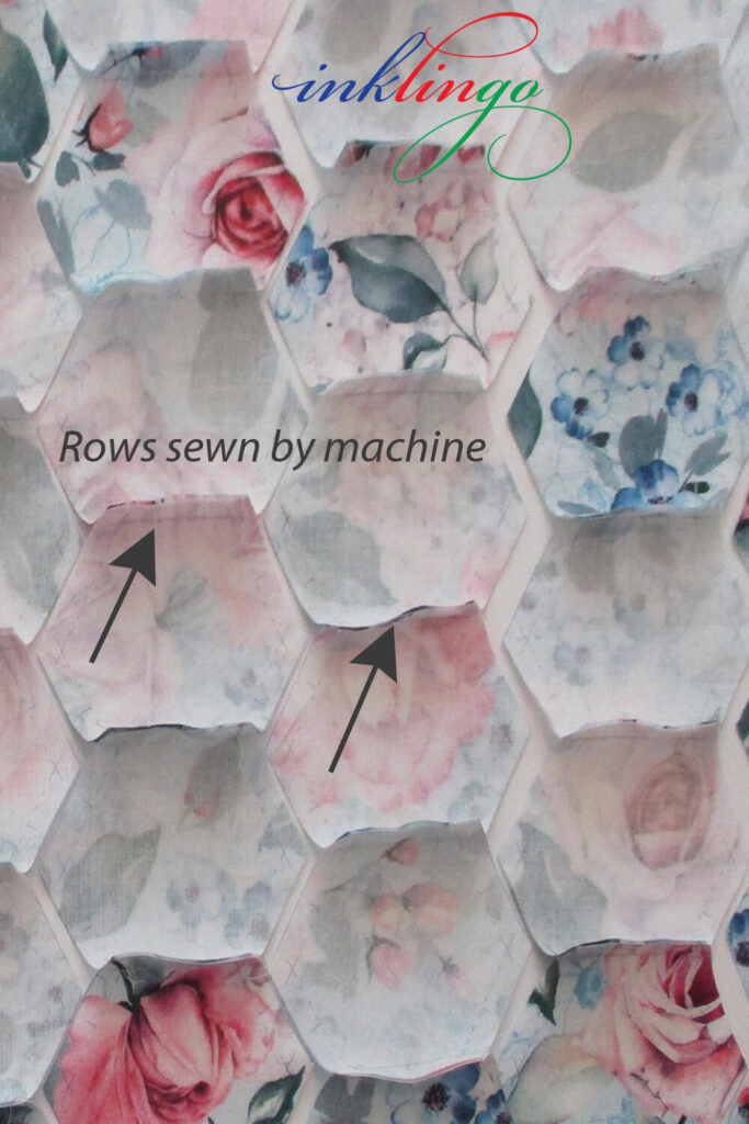 Sew hexagons in rows by machine