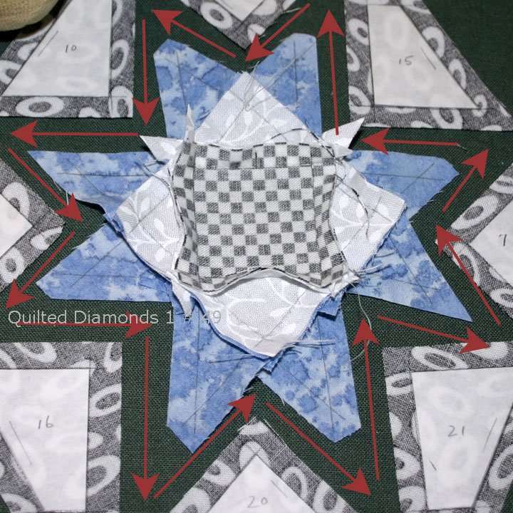 Continuous stitching a star by hand