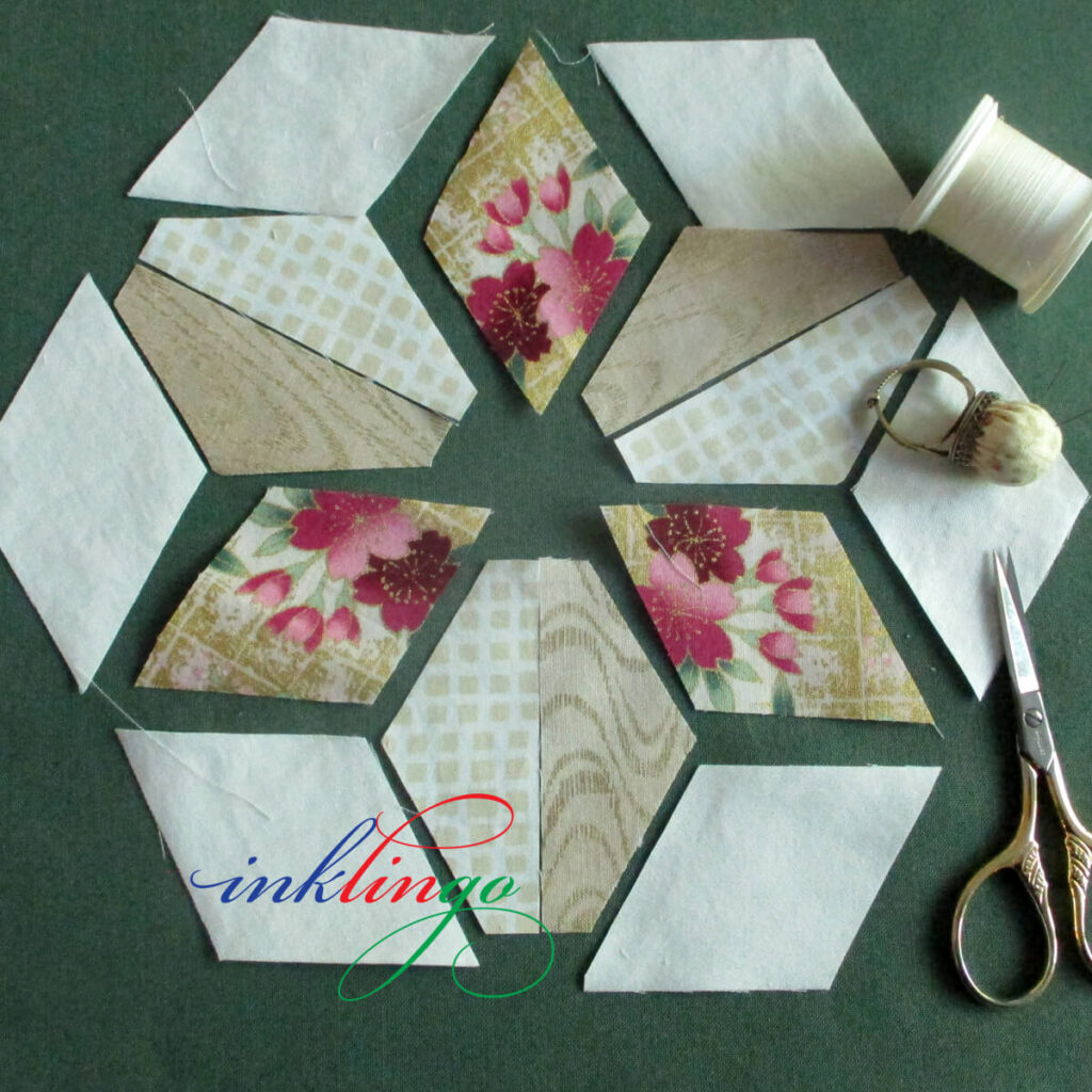 Pieced Hexagon with Fussy Cutting