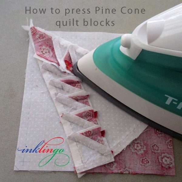 pressing instructions in Inklingo Pine Cone Quilt Design Book