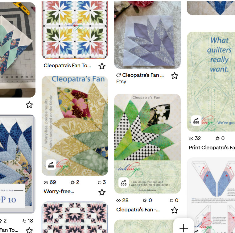 Pinterest screenshot of Cleopatra's Fan board on Pinterest