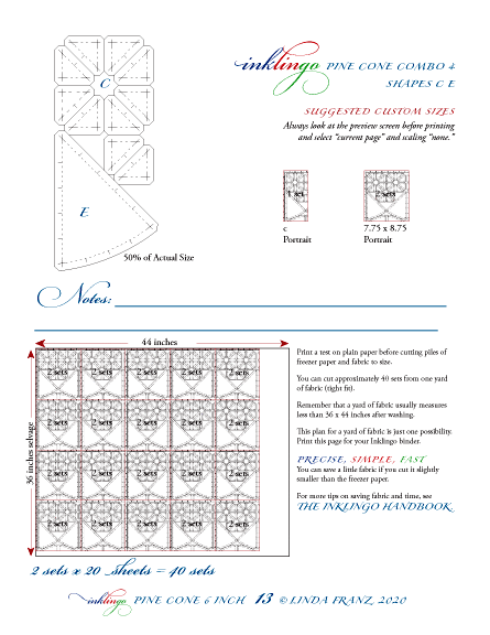 Custom Page Sizes for Pine Cone Quilt