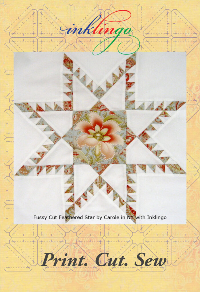 Feathered Star Quilt block sewn by Carole Bowen with Inklingo