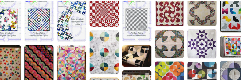 Selection of Drunkard's Path quilt designs on Pinterest