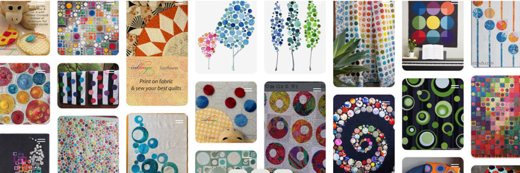 Selection of quilts with circles on Pinterest