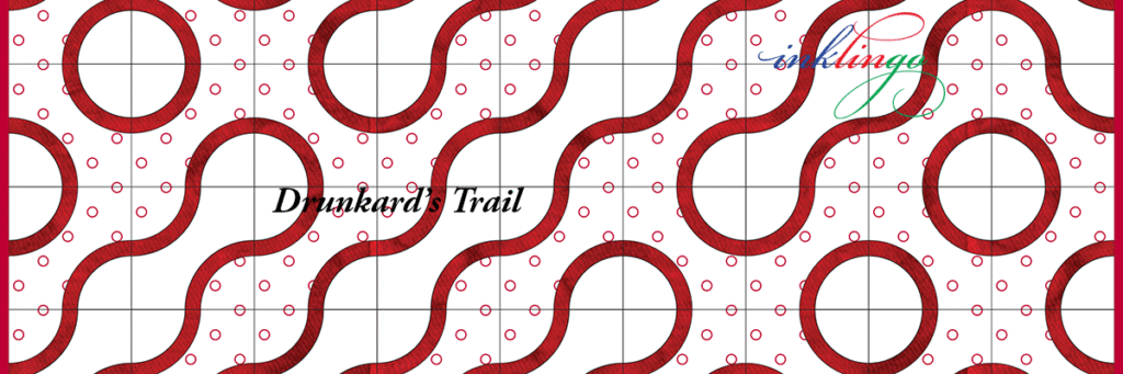 Red and white drunkard's trail quilt design