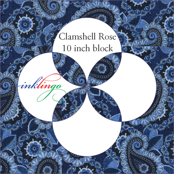 Clamshell Rose 10 inch block variation