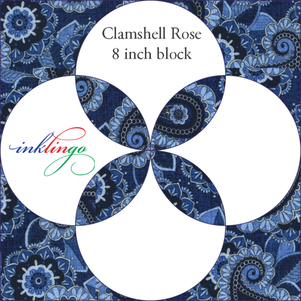 Clamshell Rose 8 inch block variation