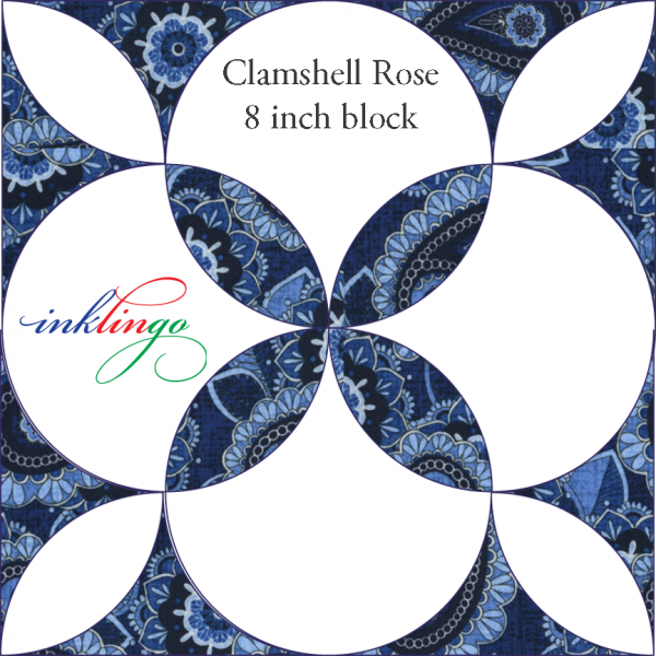 Clamshell Rose 8 inch block variation