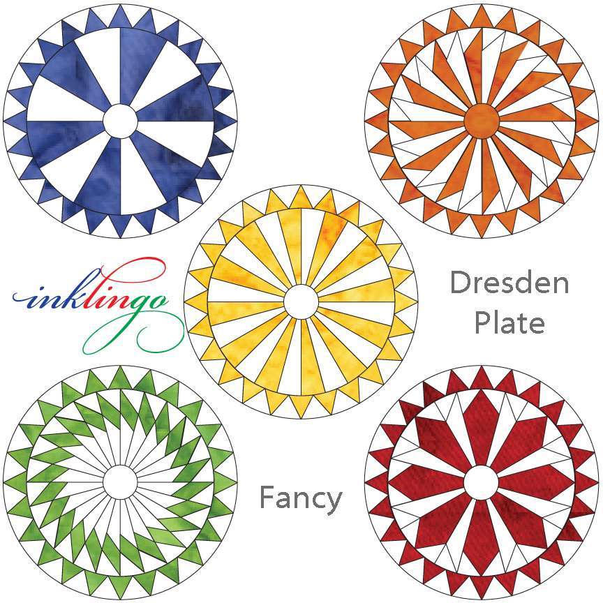 Dresden Plate Fancy Pieced templates