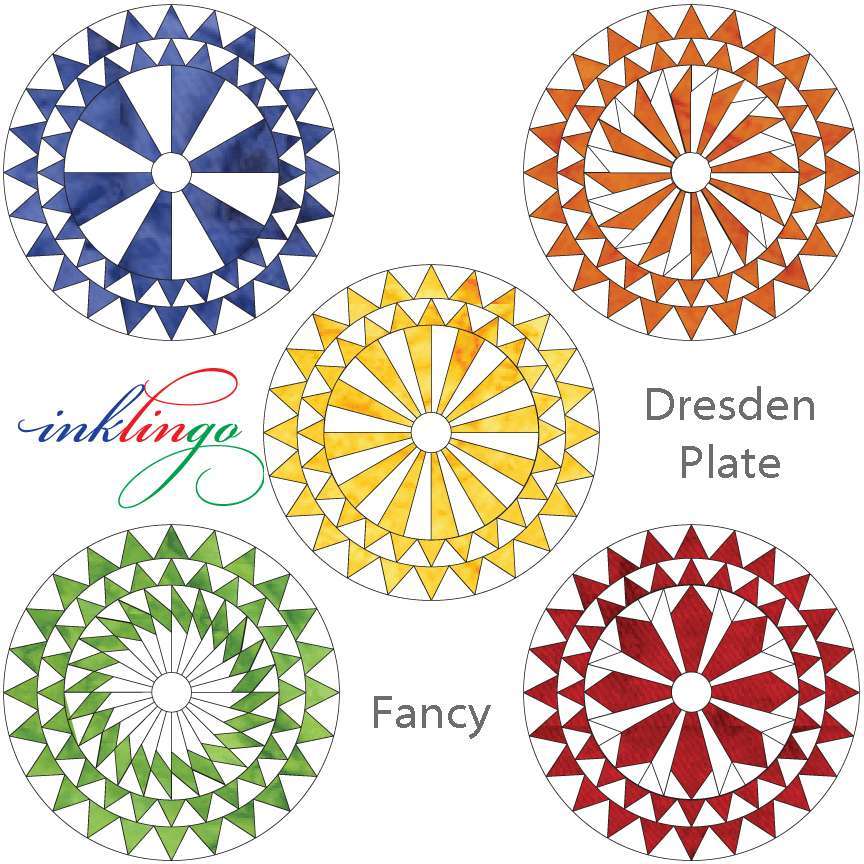 Dresden Plate Fancy Pieced PDF - Quilt with Inklingo